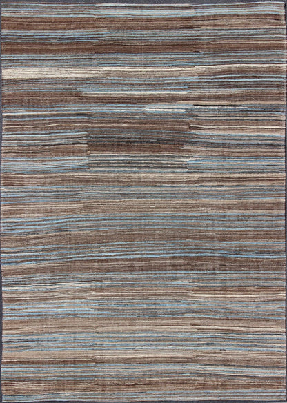 Blue and Brown Flat - Weave Kilim for Modern interiors or Classic Design Versatile flat - weave Kilim for a Modern interiors as well as casual interiors or any Classic design Flat - weave Kilim rug, rug afg - 27812, country of origin / type: Afghanis... - Keivan Woven ArtsAFG - 27812 - 11787Rug