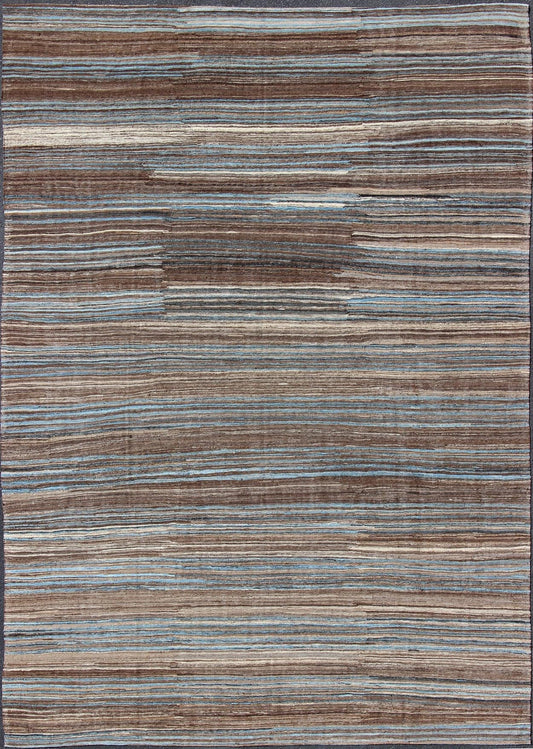 Blue and Brown Flat - Weave Kilim for Modern interiors or Classic Design Versatile flat - weave Kilim for a Modern interiors as well as casual interiors or any Classic design Flat - weave Kilim rug, rug afg - 27812, country of origin / type: Afghanis... - Keivan Woven ArtsAFG - 27812 - 11787Rug