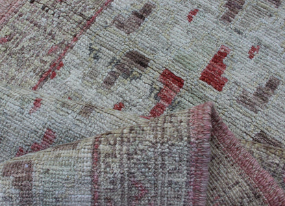 Hand Knotted Cream and Coral Colored Casual Modern Runner in Khotan All - Over Design Modern piled rug with all - over design in coral and cream modern rug, rug AFG - 28973, country of origin / type: Afghanistan / Piled, condition: new This bra... - Keivan Woven ArtsAFG - 28973 - 11879Rug