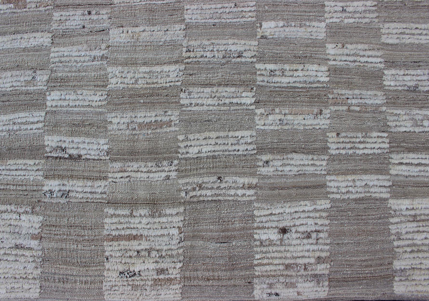 Casual Modern Rug With Combination of Kilim/Piled Texture by Keivan Woven Arts Modern Kilim - piled rug with checkerboard design in muted taupe. Keivan Woven Arts / rug AFG - 29065, country of origin / type: Afghanistan / Kilim, condition: new ... - Keivan Woven ArtsAFG - 29065 - 11927Rug