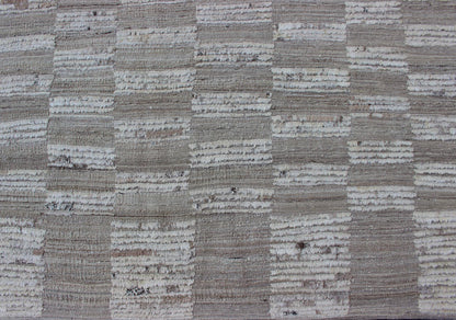Casual Modern Rug With Combination of Kilim/Piled Texture by Keivan Woven Arts Modern Kilim - piled rug with checkerboard design in muted taupe. Keivan Woven Arts / rug AFG - 29065, country of origin / type: Afghanistan / Kilim, condition: new ... - Keivan Woven ArtsAFG - 29065 - 11927Rug