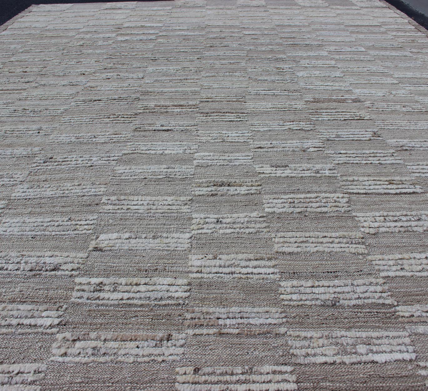 Casual Modern Rug With Combination of Kilim/Piled Texture by Keivan Woven Arts Modern Kilim - piled rug with checkerboard design in muted taupe. Keivan Woven Arts / rug AFG - 29065, country of origin / type: Afghanistan / Kilim, condition: new ... - Keivan Woven ArtsAFG - 29065 - 11927Rug
