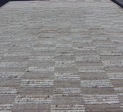 Casual Modern Rug With Combination of Kilim/Piled Texture by Keivan Woven Arts Modern Kilim - piled rug with checkerboard design in muted taupe. Keivan Woven Arts / rug AFG - 29065, country of origin / type: Afghanistan / Kilim, condition: new ... - Keivan Woven ArtsAFG - 29065 - 11927Rug