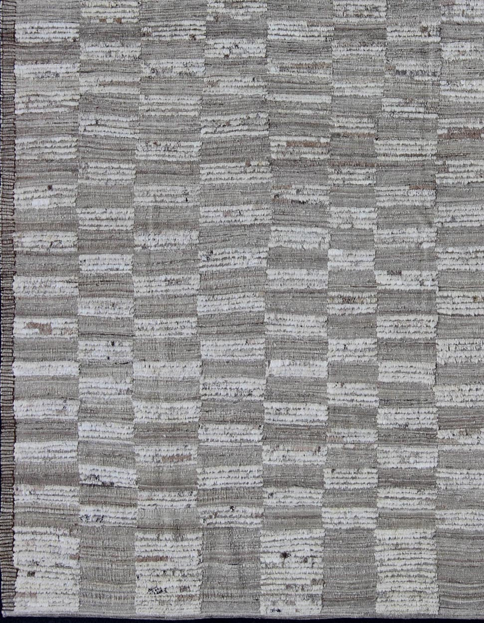 Casual Modern Rug With Combination of Kilim/Piled Texture by Keivan Woven Arts Modern Kilim - piled rug with checkerboard design in muted taupe. Keivan Woven Arts / rug AFG - 29065, country of origin / type: Afghanistan / Kilim, condition: new ... - Keivan Woven ArtsAFG - 29065 - 11927Rug