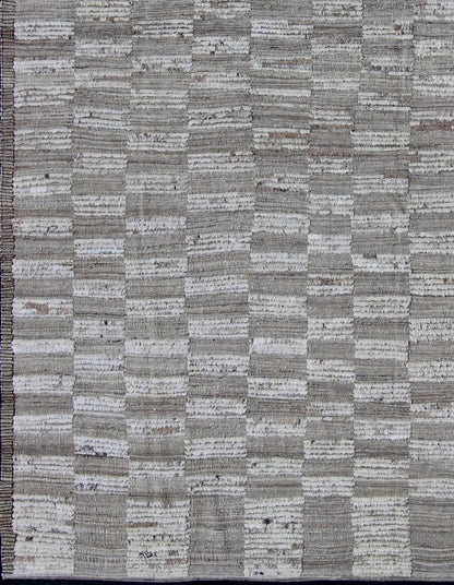 Casual Modern Rug With Combination of Kilim/Piled Texture by Keivan Woven Arts Modern Kilim - piled rug with checkerboard design in muted taupe. Keivan Woven Arts / rug AFG - 29065, country of origin / type: Afghanistan / Kilim, condition: new ... - Keivan Woven ArtsAFG - 29065 - 11927Rug