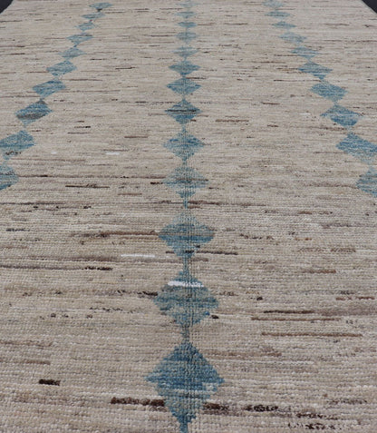 Casual Modern Rug in Creams and Blue Tones and Minimalist Design Rug with Casual Modern design, rug AFG - 33330,Keivan Woven Arts / country of origin / type: Afghanistan / Moroccan tribal, modern casual Neutral tone rug. The Minimalist desi... - Keivan Woven ArtsAFG - 29205 - 15885Rug