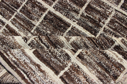 Keivan Woven Arts Natural Wool Modern Rug in Brown and Ivory. Natural Wool Modern Rug with Graph Design in Brown and ivory by Keivan Woven Arts Modern Design and Natural Wool, rug AFG - 29371, country of origin / type: Afghanistan / Modern, condi... - Keivan Woven ArtsAFG - 29371 - 3740Rug