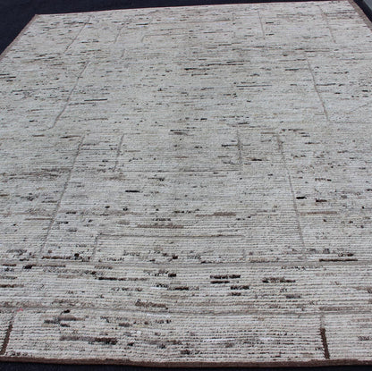 Keivan Woven Arts Modern Design Rug in White & Neutral Tones with Minimalist Design. Measures:9'11 x 11'11 Keivan Woven Arts - off White, Brown and Neutral tone rug with Moroccan free - flowing tribal design, rug afg - 29479, country of origi... - Keivan Woven ArtsAFG - 29479 - 11855Rug