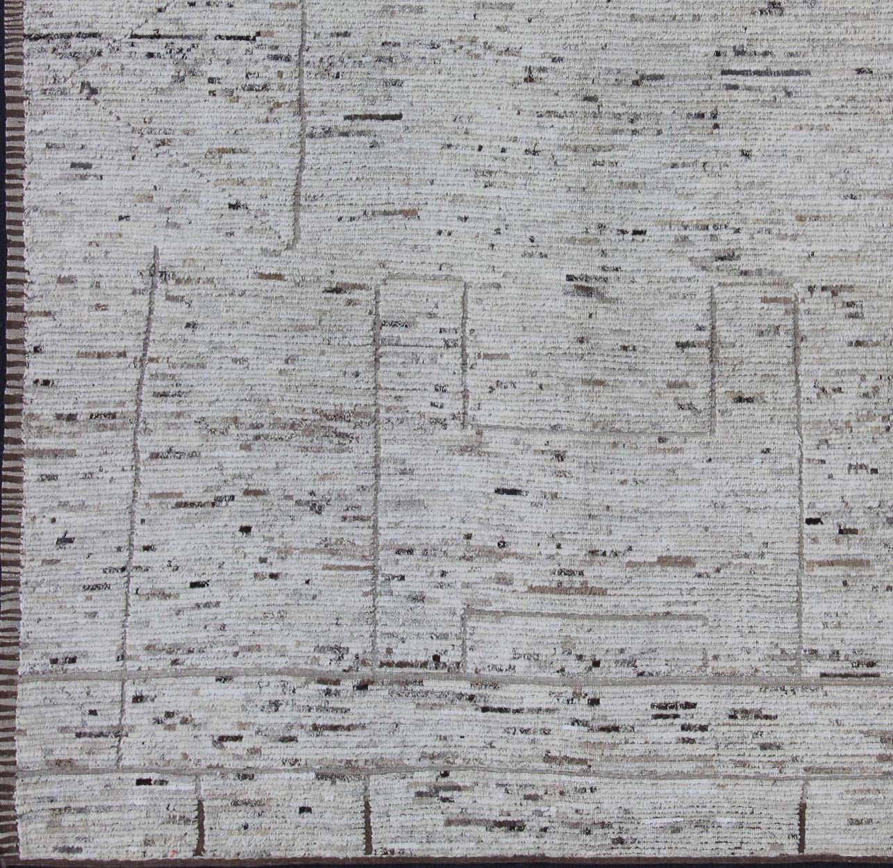 Keivan Woven Arts Modern Design Rug in White & Neutral Tones with Minimalist Design. Measures:9'11 x 11'11 Keivan Woven Arts - off White, Brown and Neutral tone rug with Moroccan free - flowing tribal design, rug afg - 29479, country of origi... - Keivan Woven ArtsAFG - 29479 - 11855Rug