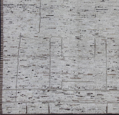 Keivan Woven Arts Modern Design Rug in White & Neutral Tones with Minimalist Design. Measures:9'11 x 11'11 Keivan Woven Arts - off White, Brown and Neutral tone rug with Moroccan free - flowing tribal design, rug afg - 29479, country of origi... - Keivan Woven ArtsAFG - 29479 - 11855Rug