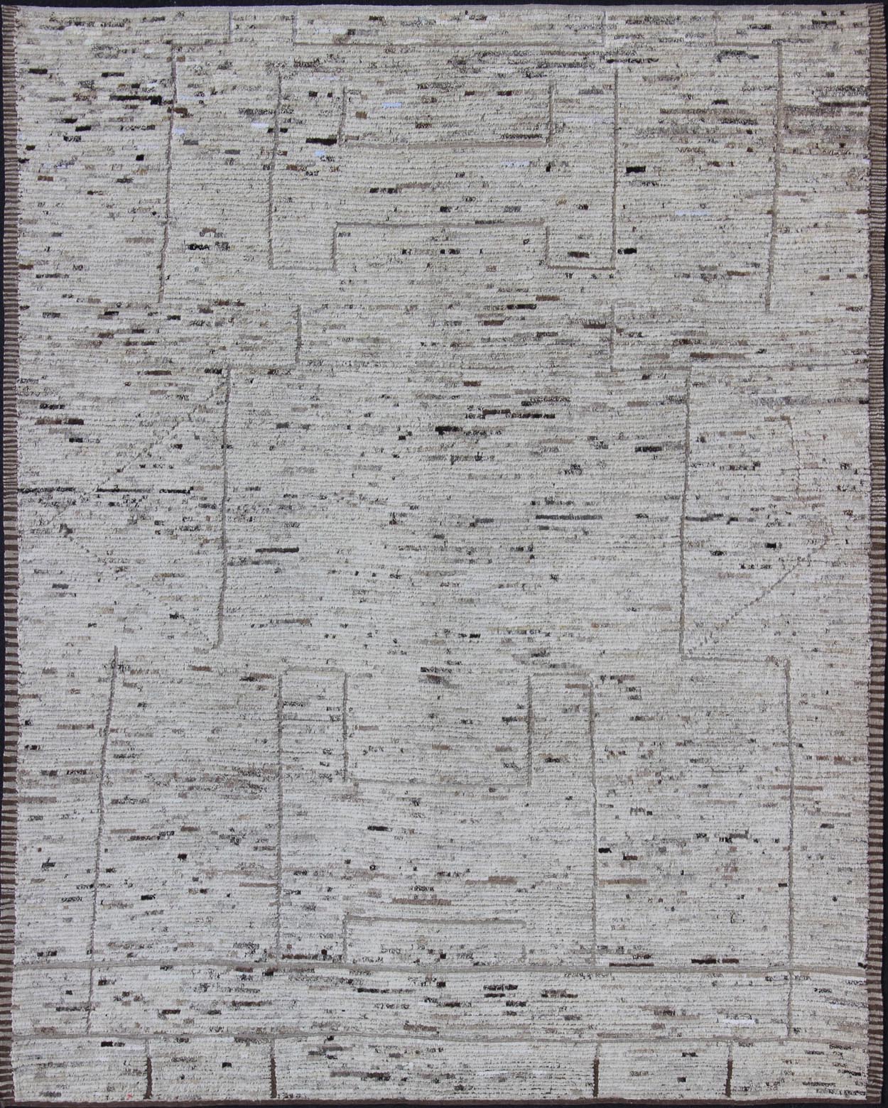 Keivan Woven Arts Modern Design Rug in White & Neutral Tones with Minimalist Design. Measures:9'11 x 11'11 Keivan Woven Arts - off White, Brown and Neutral tone rug with Moroccan free - flowing tribal design, rug afg - 29479, country of origi... - Keivan Woven ArtsAFG - 29479 - 11855Rug