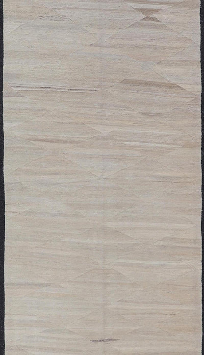 Modern Hand - Woven Gallery Runner Kilim in Wool with Geometric Diamond Design This flat - weave tribal kilim has been hand - woven in wool. The rug features a modern diamond design with horizontal lines, rendered in neutral tones; making this rug a... - Keivan Woven ArtsAFG - 29503 - 19820Rug