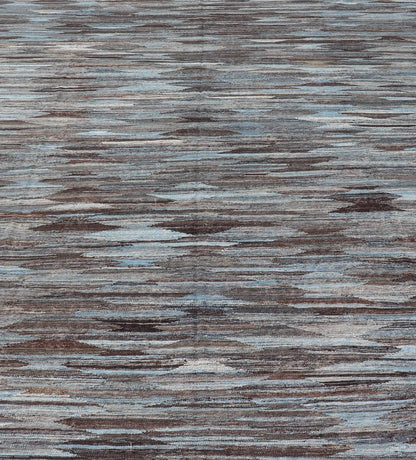 Modern Flatweave Kilim in Wool With Sub - Geometric Diamond Design in Blue and Charcoal. This flat - weave kilim has been hand - woven. The rug features a modern all - over diamond design, rendered in blue and brown tones; making this rug a superb fit for ... - Keivan Woven ArtsAFG - 29504 - 19736Rug