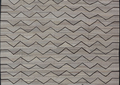 Natural Color - Tone Flat - Weave Modern Kilim in Grays and Brown Versatile and natural color - tone flat - weave Kilim for a modern or Classic design Flat - weave Kilim rug with natural tones, Keivan Woven Arts / rug AFG - 29513, country of origin / type:... - Keivan Woven ArtsAFG - 29513 - 15889Rug
