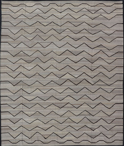 Natural Color - Tone Flat - Weave Modern Kilim in Grays and Brown Versatile and natural color - tone flat - weave Kilim for a modern or Classic design Flat - weave Kilim rug with natural tones, Keivan Woven Arts / rug AFG - 29513, country of origin / type:... - Keivan Woven ArtsAFG - 29513 - 15889Rug