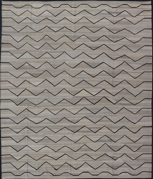 Natural Color - Tone Flat - Weave Modern Kilim in Grays and Brown Versatile and natural color - tone flat - weave Kilim for a modern or Classic design Flat - weave Kilim rug with natural tones, Keivan Woven Arts / rug AFG - 29513, country of origin / type:... - Keivan Woven ArtsAFG - 29513 - 15889Rug