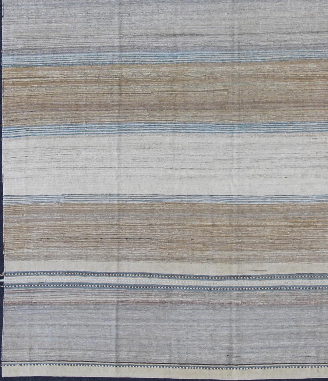 Modern Kilim Rug with large Stripes in Shades of Blue, Taupe, Gray and Cream Flat - weave Kilim rug with stripes with modern design in shades of blue, taupe gray and cream, rug afg - 29515, country of origin / type: Afghanistan / Kilim This p... - Keivan Woven ArtsAFG - 29515 - 11944Rug