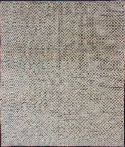 Allover Modern Rug Subdued Design in Muted Tones Neutral tone rug with Moroccan free - flowing tribal design, rug afg - 29651, country of origin / type: Afghanistan / The subdued design of this piled rug makes it perfect for modern and casu... - Keivan Woven ArtsAFG - 29651 - 11549Rug