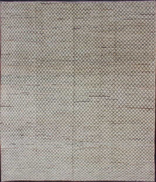 Allover Modern Rug Subdued Design in Muted Tones Neutral tone rug with Moroccan free - flowing tribal design, rug afg - 29651, country of origin / type: Afghanistan / The subdued design of this piled rug makes it perfect for modern and casu... - Keivan Woven ArtsAFG - 29651 - 11549Rug