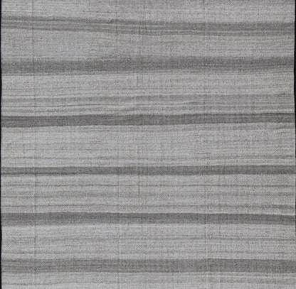 Modern Kilim Rug with Stripes in Neutral tones Shades of Gray Flat - weave modern design Kilim rug with gray and neutral colors in shades of gray , rug AFG - 29828, country of origin / type: Afghanistan / Kilim Measures: 9'10 x 13'10 ... - Keivan Woven ArtsAFG - 29828 - 13980Rug
