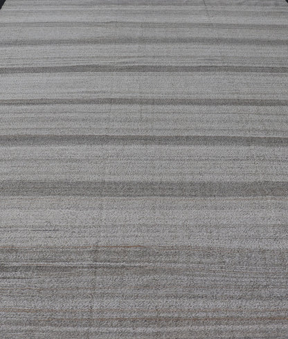 Modern Kilim Rug with Stripes in Neutral tones Shades of Gray Flat - weave modern design Kilim rug with gray and neutral colors in shades of gray , rug AFG - 29828, country of origin / type: Afghanistan / Kilim Measures: 9'10 x 13'10 ... - Keivan Woven ArtsAFG - 29828 - 13980Rug