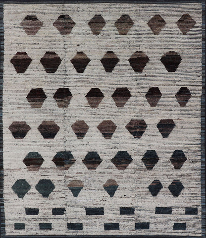 Tribal Moroccan with All - Over Pattern in Cream, Brown and Dark Teal teal, brown and cream rug with modern casual design and natural wool, rug AFG - 29885, country of origin / type: Afghanistan / Modern, Keivan Woven Arts This New Creation ... - Keivan Woven ArtsAFG - 29885 - 15667Rug