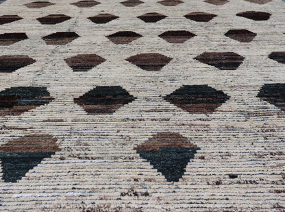 Tribal Moroccan with All - Over Pattern in Cream, Brown and Dark Teal teal, brown and cream rug with modern casual design and natural wool, rug AFG - 29885, country of origin / type: Afghanistan / Modern, Keivan Woven Arts This New Creation ... - Keivan Woven ArtsAFG - 29885 - 15667Rug