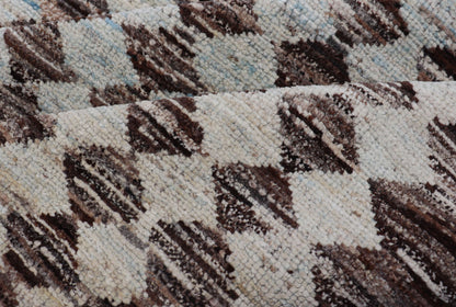 Tribal Moroccan with Intricate Diamond Pattern in White and Brown Tones White andbrown rug with modern casual design and natural wool, Keivan Woven Arts / rug AFG - 33316, country of origin / type: Afghanistan / Modern, This new creation of... - Keivan Woven ArtsAFG - 29932 - 15895Rug