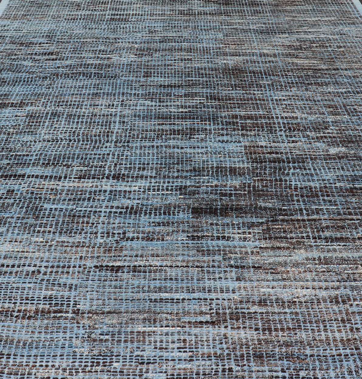 Modern Casual Afghanistan with Hi - Low Textured Rug in Blue & Charcoal Colors. Afghanistan made rug in Various blues and charcoal colors in hi - low texture and free - flowing tribal design, rug AFG - 30452, country of origin / type: Afghanistan / Modern ... - Keivan Woven ArtsAFG - 30452 - 15681Rug