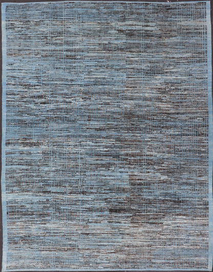 Modern Casual Afghanistan with Hi - Low Textured Rug in Blue & Charcoal Colors. Afghanistan made rug in Various blues and charcoal colors in hi - low texture and free - flowing tribal design, rug AFG - 30452, country of origin / type: Afghanistan / Modern ... - Keivan Woven ArtsAFG - 30452 - 15681Rug