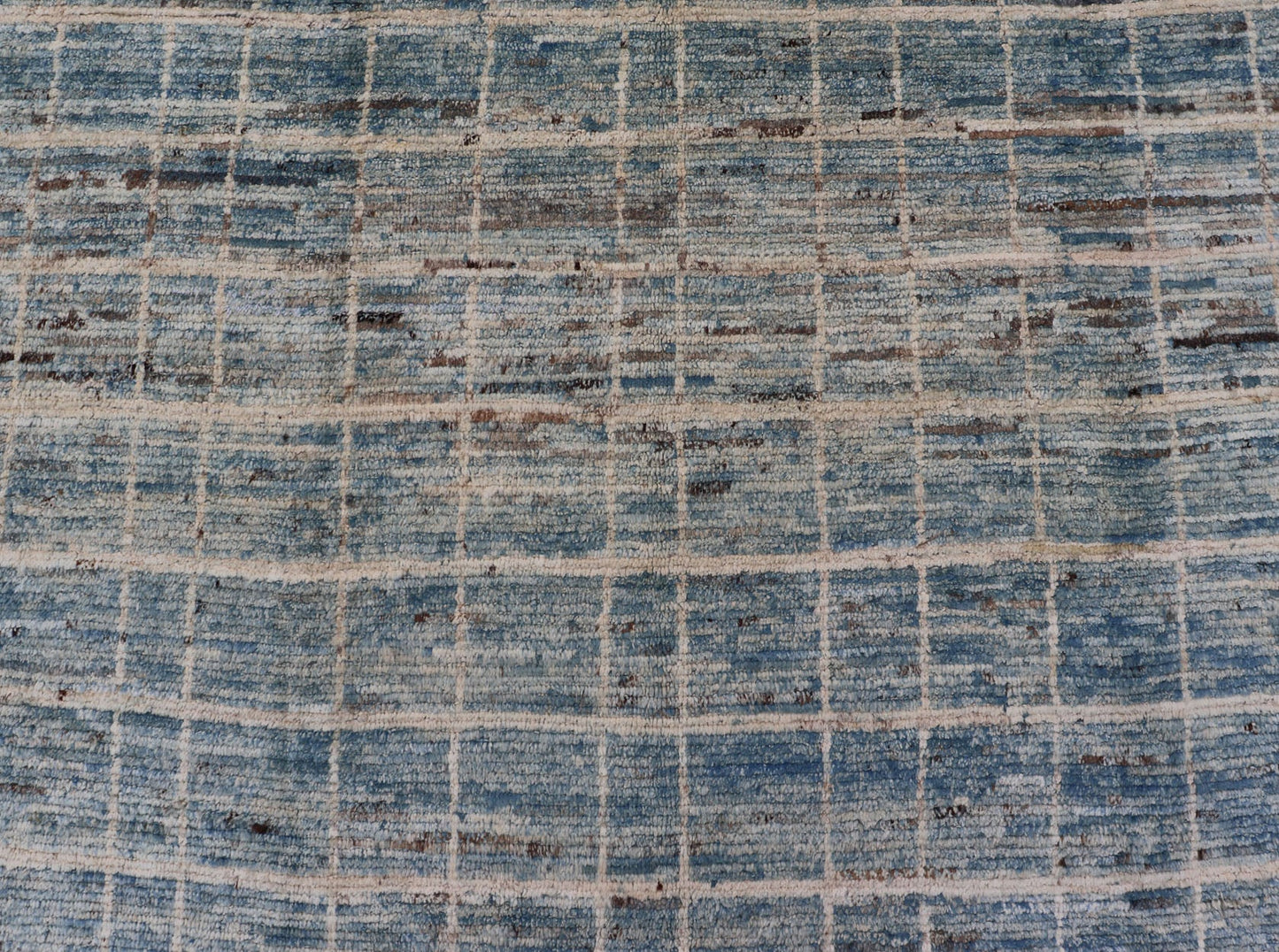 Modern Moroccan Rug by Keivan Woven Arts in Variegated Blue. Keivan Woven Arts rug AFG - 30606, country of origin / type: Afghanistan /Modern Casual. Measures: 9'6 x 11'8. This modern design and modern colored piled rug it a perfect option for mode... - Keivan Woven ArtsAFG - 30606 - 13984Rug