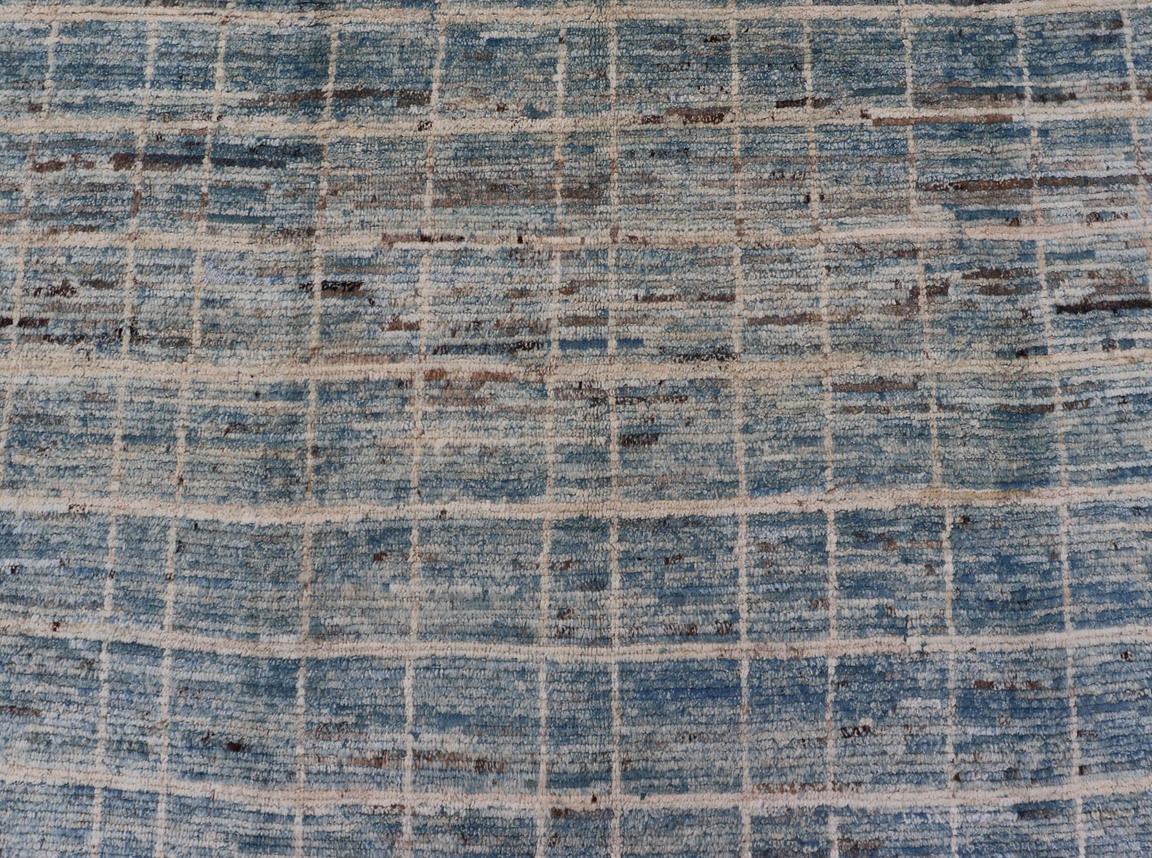 Modern Moroccan Rug by Keivan Woven Arts in Variegated Blue. Keivan Woven Arts rug AFG - 30606, country of origin / type: Afghanistan /Modern Casual. Measures: 9'6 x 11'8. This modern design and modern colored piled rug it a perfect option for mode... - Keivan Woven ArtsAFG - 30606 - 13984Rug