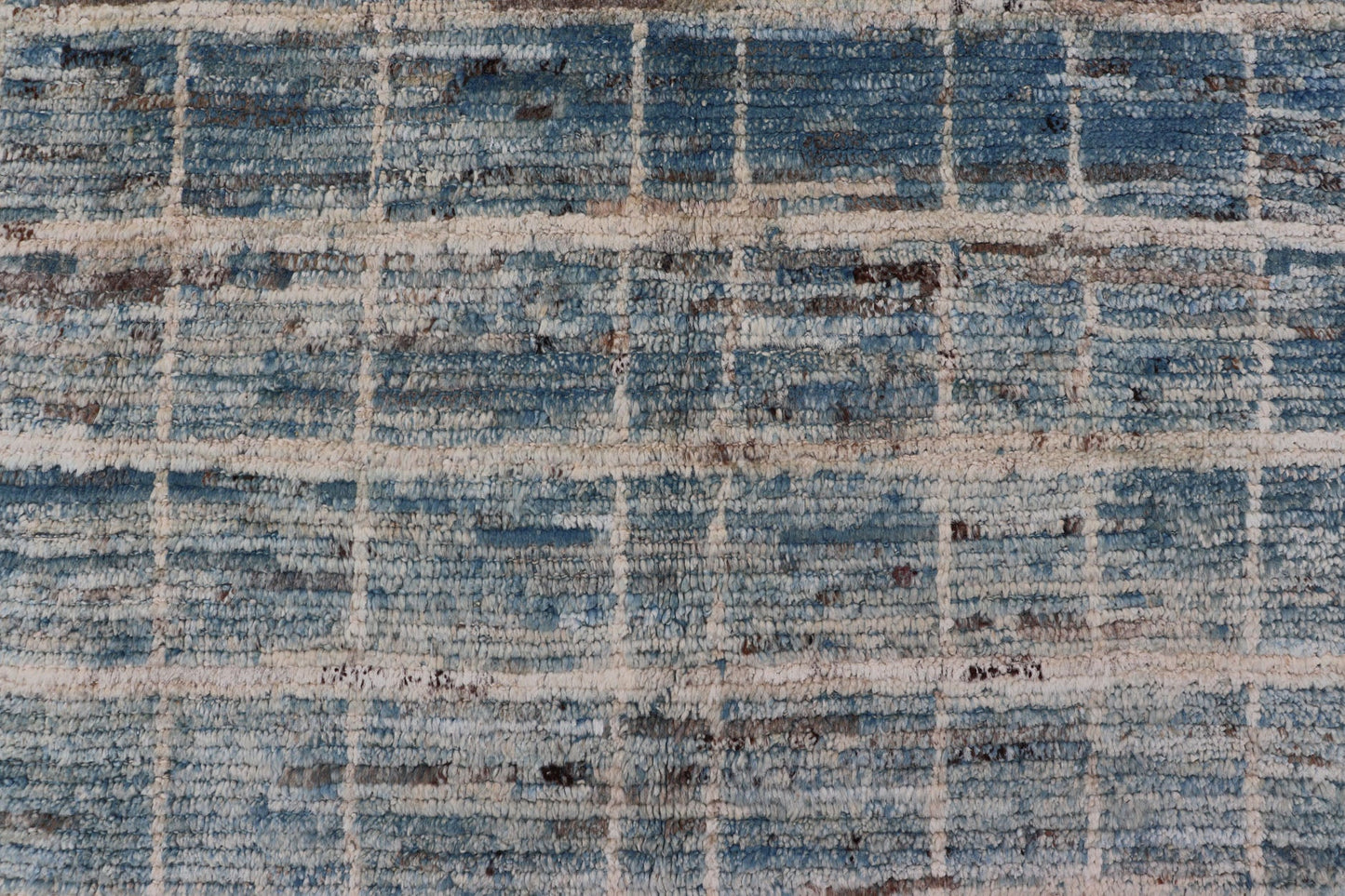 Modern Moroccan Rug by Keivan Woven Arts in Variegated Blue. Keivan Woven Arts rug AFG - 30606, country of origin / type: Afghanistan /Modern Casual. Measures: 9'6 x 11'8. This modern design and modern colored piled rug it a perfect option for mode... - Keivan Woven ArtsAFG - 30606 - 13984Rug