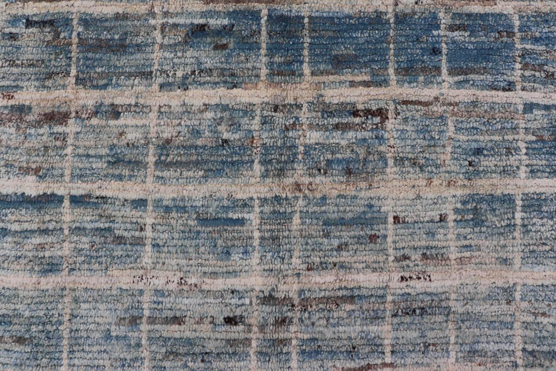Modern Moroccan Rug by Keivan Woven Arts in Variegated Blue. Keivan Woven Arts rug AFG - 30606, country of origin / type: Afghanistan /Modern Casual. Measures: 9'6 x 11'8. This modern design and modern colored piled rug it a perfect option for mode... - Keivan Woven ArtsAFG - 30606 - 13984Rug
