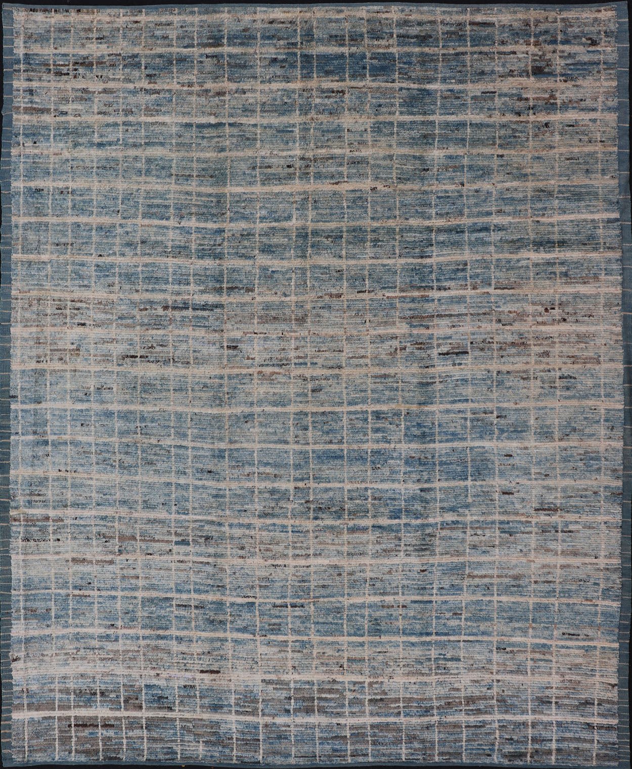 Modern Moroccan Rug by Keivan Woven Arts in Variegated Blue. Keivan Woven Arts rug AFG - 30606, country of origin / type: Afghanistan /Modern Casual. Measures: 9'6 x 11'8. This modern design and modern colored piled rug it a perfect option for mode... - Keivan Woven ArtsAFG - 30606 - 13984Rug