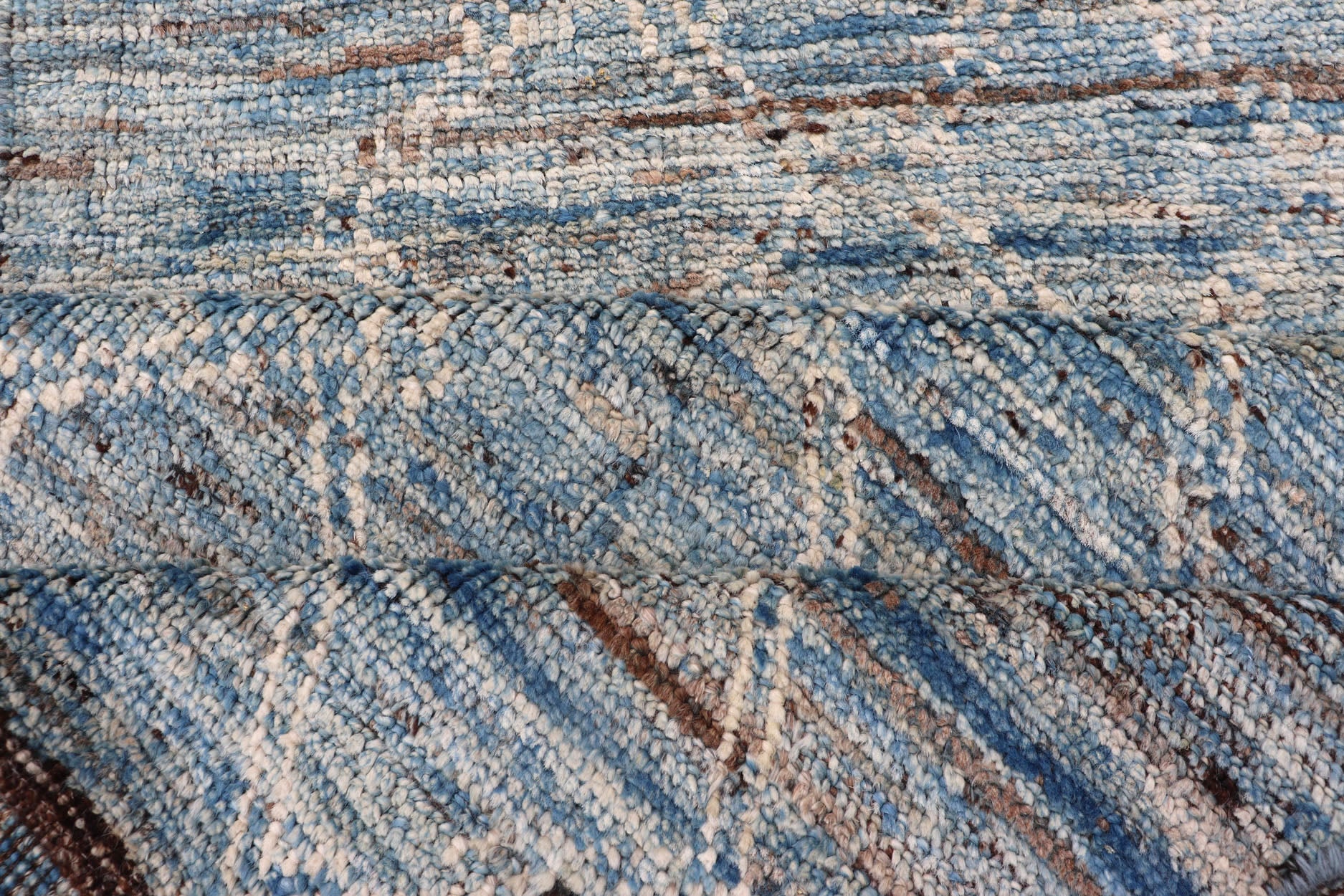 Modern Rug with Traditional Design in Cream and Sky Blue Color Cream and sky blue variegated tribal design modern rug, rug AFG - 33328, country of origin / type: Afghanistan / Modern, condition: new. Kwa rugs This brand new rug features a A... - Keivan Woven ArtsAFG - 30725 - 15591Rug