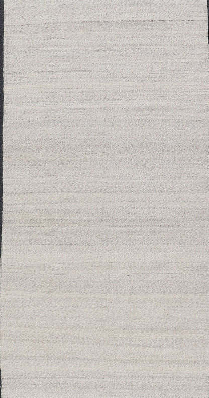 Modern Afghan Kilim in Variegated Shades of Cream and Light Gray Flat - weave Kilim runner in shades of grey and cream, rug AFG - 31757, country of origin / type: Afghanistan / Kilim This muted piece features an all - over design that evokes ca... - Keivan Woven ArtsAFG - 31757 - 13990Rug