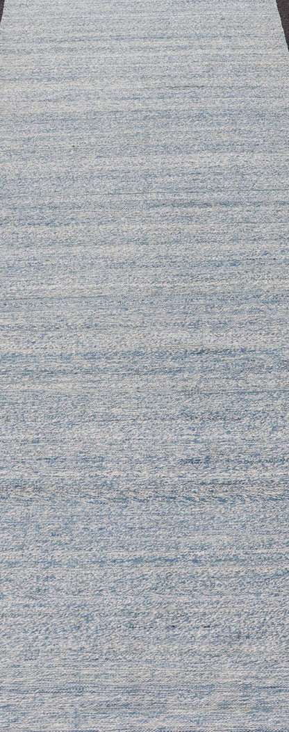 Modern Afghan Kilim Runner in Variegated Shades of Cream and Blue. Flat - weave Kilim rug with all - over in shades of cream and blue, Keivan Woven Arts/rug/ AFG - 31760, country of origin / type: Afghanistan / Kilim This minimalist piece evoke... - Keivan Woven ArtsAFG - 31760 - 13994Rug