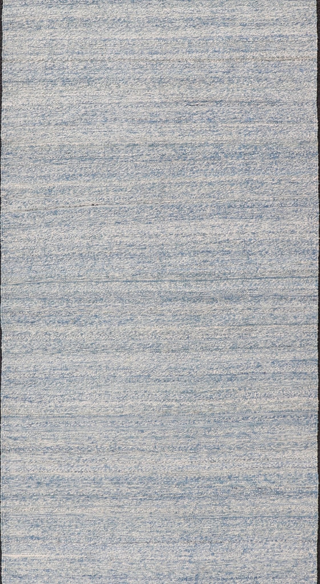 Modern Afghan Kilim Runner in Variegated Shades of Cream and Blue. Flat - weave Kilim rug with all - over in shades of cream and blue, Keivan Woven Arts/rug/ AFG - 31760, country of origin / type: Afghanistan / Kilim This minimalist piece evoke... - Keivan Woven ArtsAFG - 31760 - 13994Rug