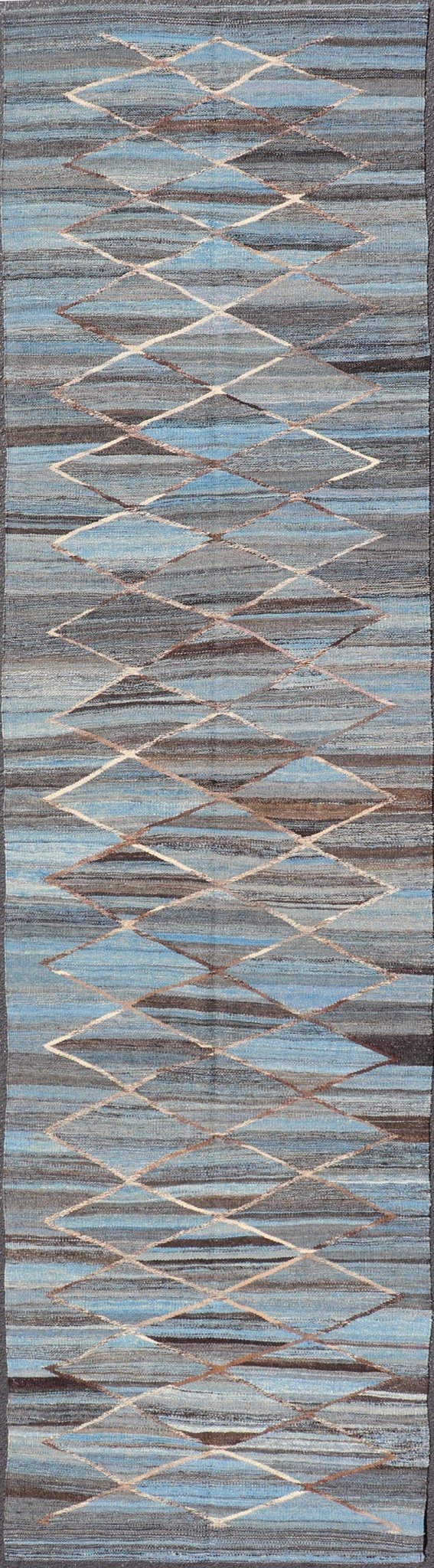 Modern Hand - Woven Flatweave Kilim in Wool with Sub - Geometric Diamond Design. Modern Kilim Rug, Keivan Woven Arts / rug AFG - 31781, country of origin / type: Afghanistan / Kilim, circa Early - 21th Century. Measures: 3'2 x 12'8. This flat - weave kili... - Keivan Woven ArtsAFG - 31781 - 19742Rug