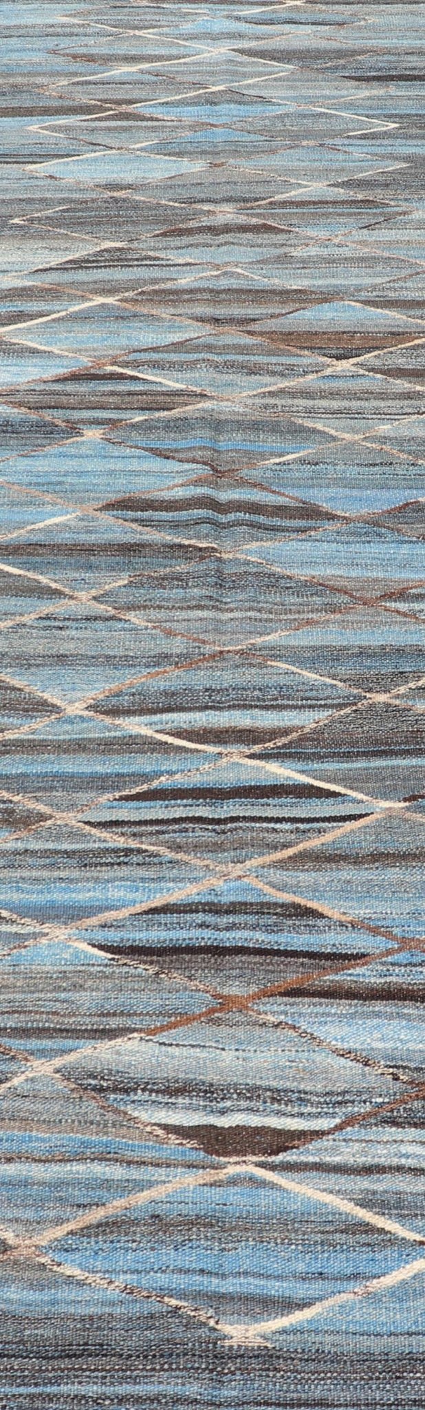 Modern Hand - Woven Flatweave Kilim in Wool with Sub - Geometric Diamond Design. Modern Kilim Rug, Keivan Woven Arts / rug AFG - 31781, country of origin / type: Afghanistan / Kilim, circa Early - 21th Century. Measures: 3'2 x 12'8. This flat - weave kili... - Keivan Woven ArtsAFG - 31781 - 19742Rug