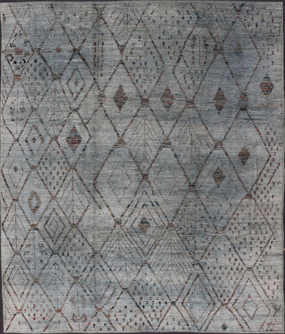 Casual Modern Design Rug in Muted Green and Subdued Brown Design light green tone rug with casual modern design, rug afg - 29476, country of origin / type: Afghanistan / Moroccan tribal, modern casual The subdued design of this piled rug m... - Keivan Woven ArtsAFG - 31839 - 15907Rug