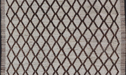 Tribal Moroccan with Intricate Diamond Pattern in White and Earth Tones Cream andbrown rug with modern casual design and natural wool, Keivan Woven Arts rug AFG - 33316, country of origin / type: Afghanistan / Modern, This classic Moroccan ... - Keivan Woven ArtsAFG - 31873 - 15701Rug