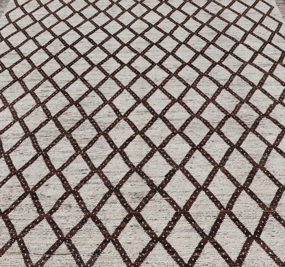 Tribal Moroccan with Intricate Diamond Pattern in White and Earth Tones Cream andbrown rug with modern casual design and natural wool, Keivan Woven Arts rug AFG - 33316, country of origin / type: Afghanistan / Modern, This classic Moroccan ... - Keivan Woven ArtsAFG - 31873 - 15701Rug