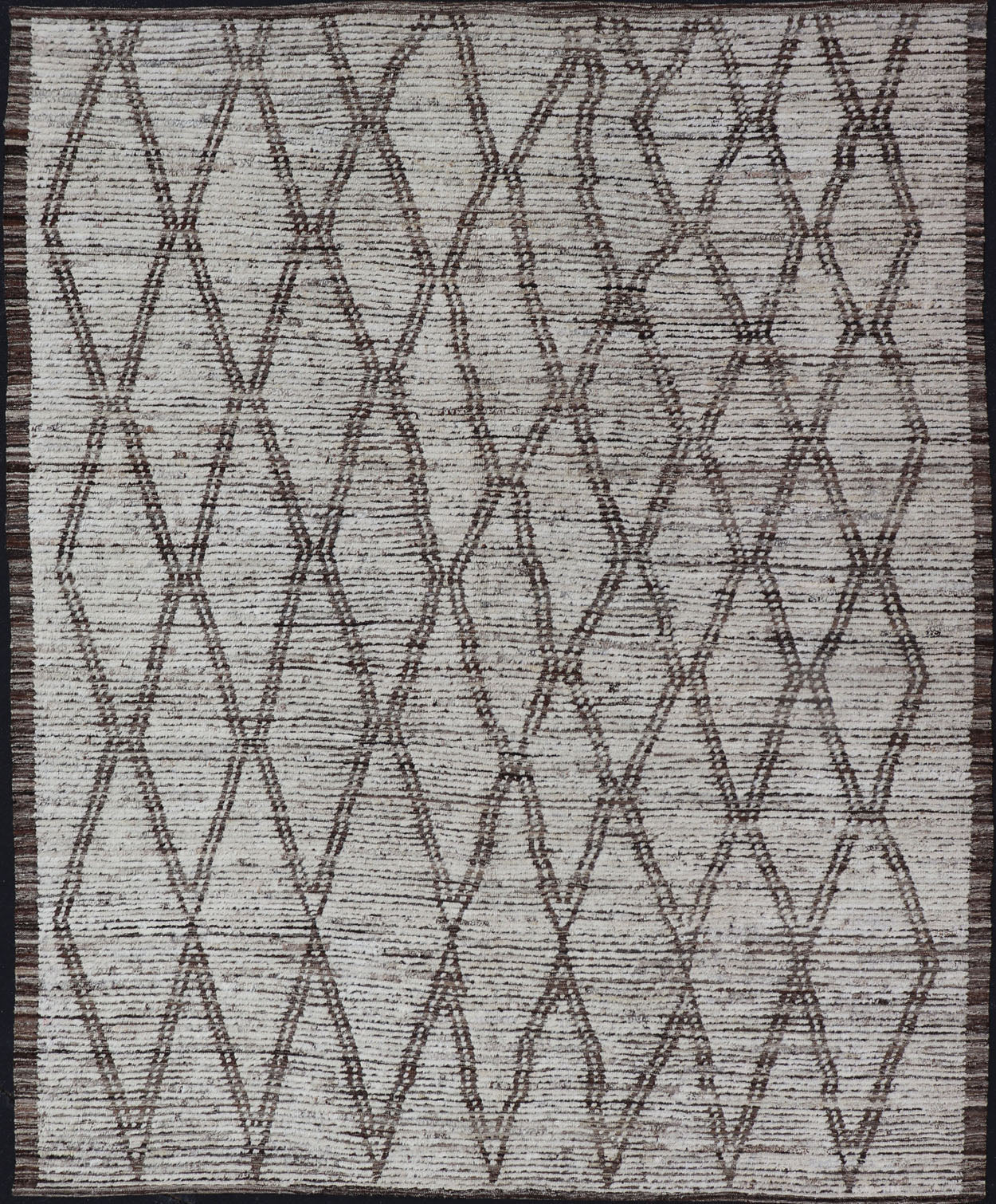 Tribal Moroccan with Intricate Diamond Pattern in White and Earth Tones Cream andbrown rug with modern casual design and natural wool. Keivan Woven Arts / rug AFG - 31889, country of origin / type: Afghanistan / Modern, Measures: 9'2 x 11'4. ... - Keivan Woven ArtsAFG - 31889 - 15705Rug