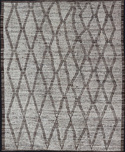 Tribal Moroccan with Intricate Diamond Pattern in White and Earth Tones Cream andbrown rug with modern casual design and natural wool. Keivan Woven Arts / rug AFG - 31889, country of origin / type: Afghanistan / Modern, Measures: 9'2 x 11'4. ... - Keivan Woven ArtsAFG - 31889 - 15705Rug
