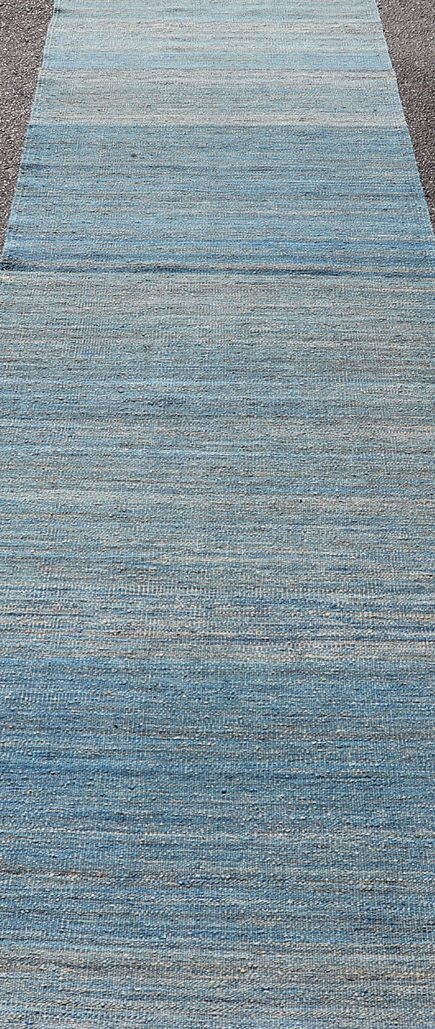 Flat - Weave Runner in Modern Design in Shades of Blue, Green and Gray Flat - weave Kilim runner with Minimalist modern design in shades of blue, Green and Taupe, rug AFG - 31974, country of origin / type: Afghanistan / Kilim This modern design... - Keivan Woven ArtsAFG - 31974 - 14002Rug