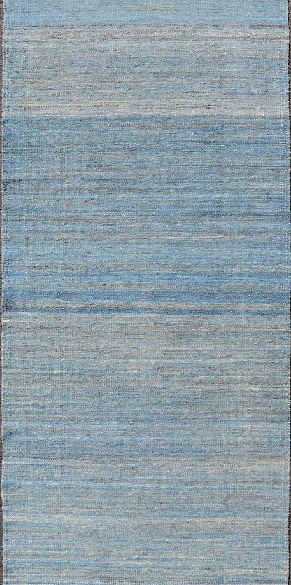 Flat - Weave Runner in Modern Design in Shades of Blue, Green and Gray Flat - weave Kilim runner with Minimalist modern design in shades of blue, Green and Taupe, rug AFG - 31974, country of origin / type: Afghanistan / Kilim This modern design... - Keivan Woven ArtsAFG - 31974 - 14002Rug