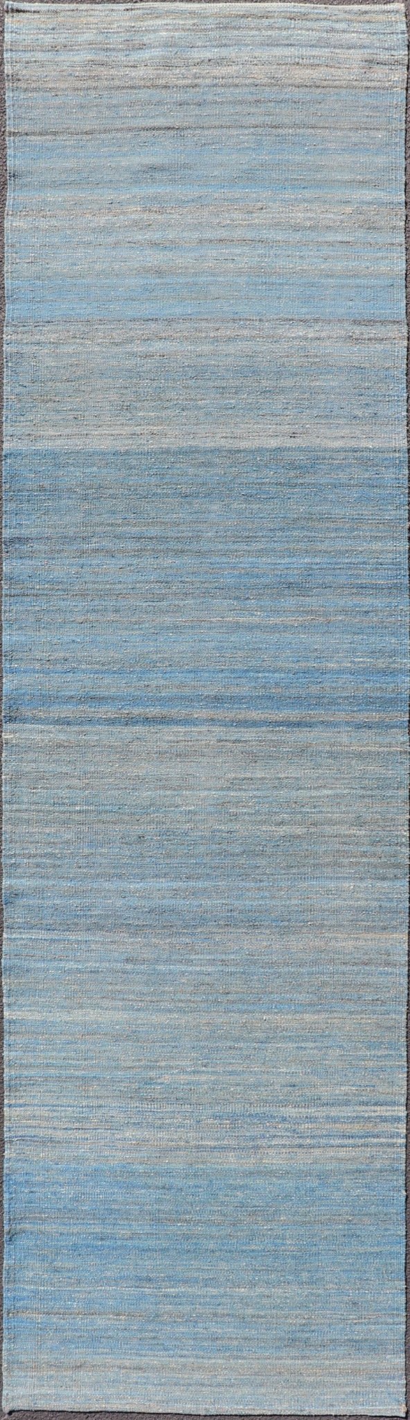 Flat - Weave Runner in Modern Design in Shades of Blue, Green and Gray Flat - weave Kilim runner with Minimalist modern design in shades of blue, Green and Taupe, rug AFG - 31974, country of origin / type: Afghanistan / Kilim This modern design... - Keivan Woven ArtsAFG - 31974 - 14002Rug