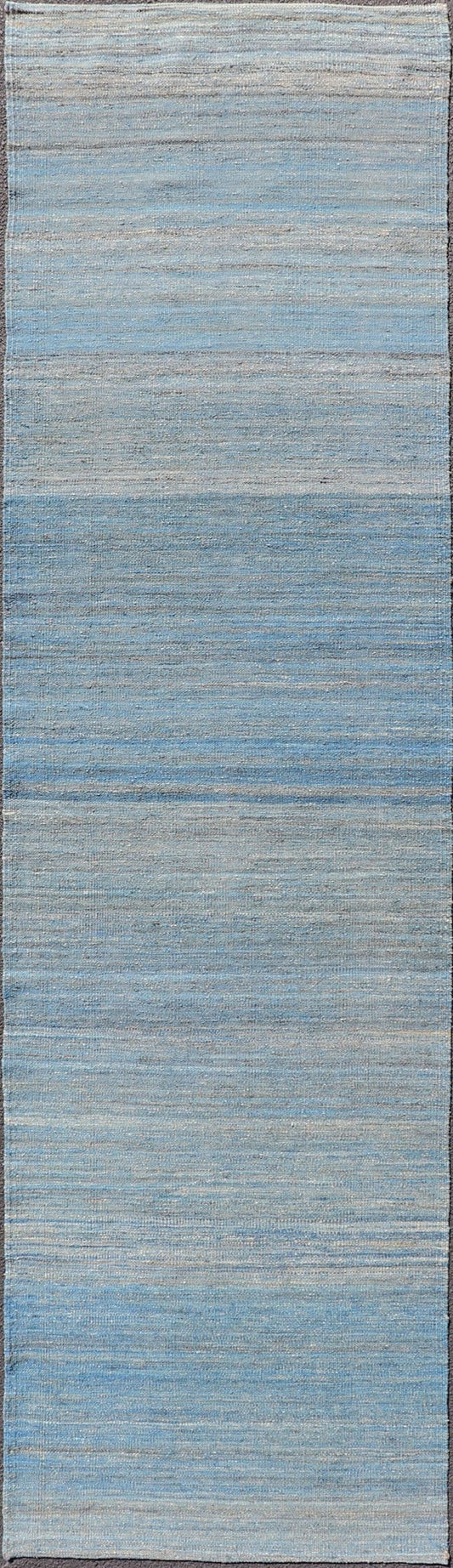 Flat - Weave Runner in Modern Design in Shades of Blue, Green and Gray Flat - weave Kilim runner with Minimalist modern design in shades of blue, Green and Taupe, rug AFG - 31974, country of origin / type: Afghanistan / Kilim This modern design... - Keivan Woven ArtsAFG - 31974 - 14002Rug